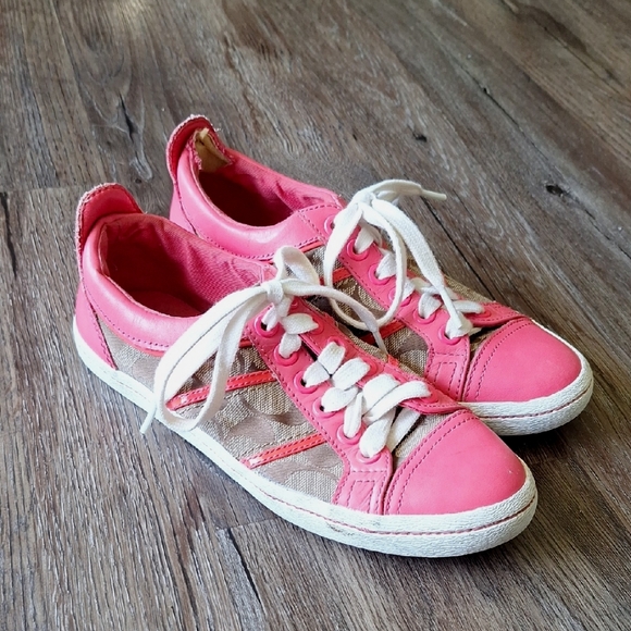 Coach Alivia Pink And Classic Canvas Sneaker Size 6 - Picture 1 of 10